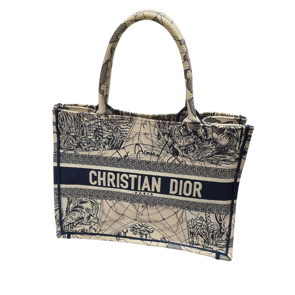 Christian Dior Book Tote Toile de Jouy Canvas Multicolor Blue